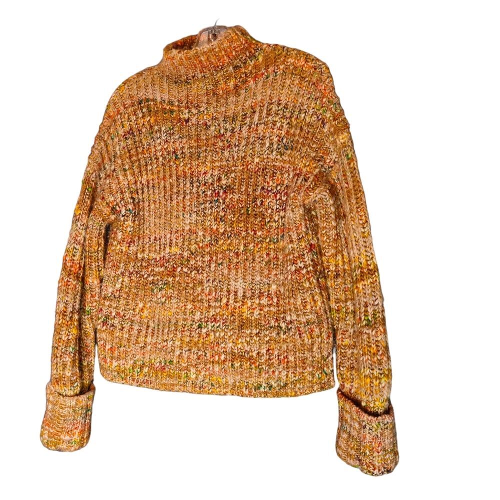 Madewell Rayner Mockneck Sweater Fall Colors Roll Cuffs Waiste Length Size S